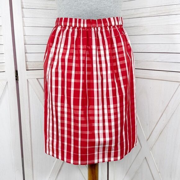 Vineyard Vines Girls Gingham Check Silk Blend Taffeta Skirt Red White XL - Picture 4 of 13